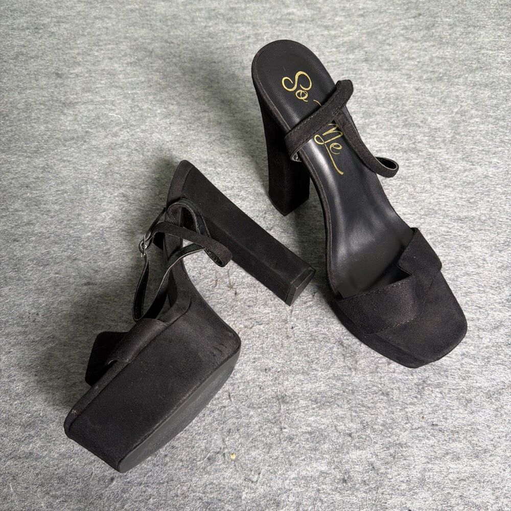 So Me Open Toe Ankle strap 4"  high heels Black - Size 9